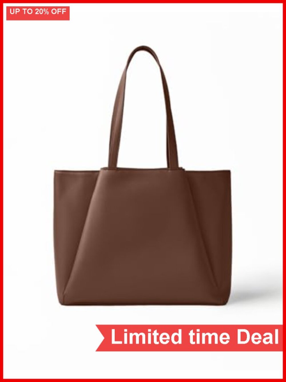 Vegan Leather Work Tote Bag 15.6 Inch Laptop Zip Compartments for Women - Faux